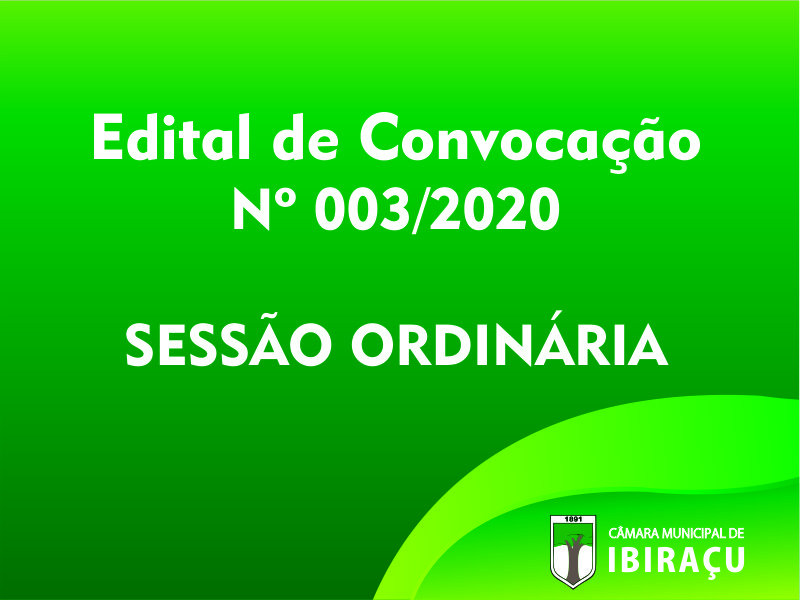EDITAL DE CONVOCAÇÃO N.º 003/2020